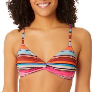 Juniors Metallic Stripe Bikini Top